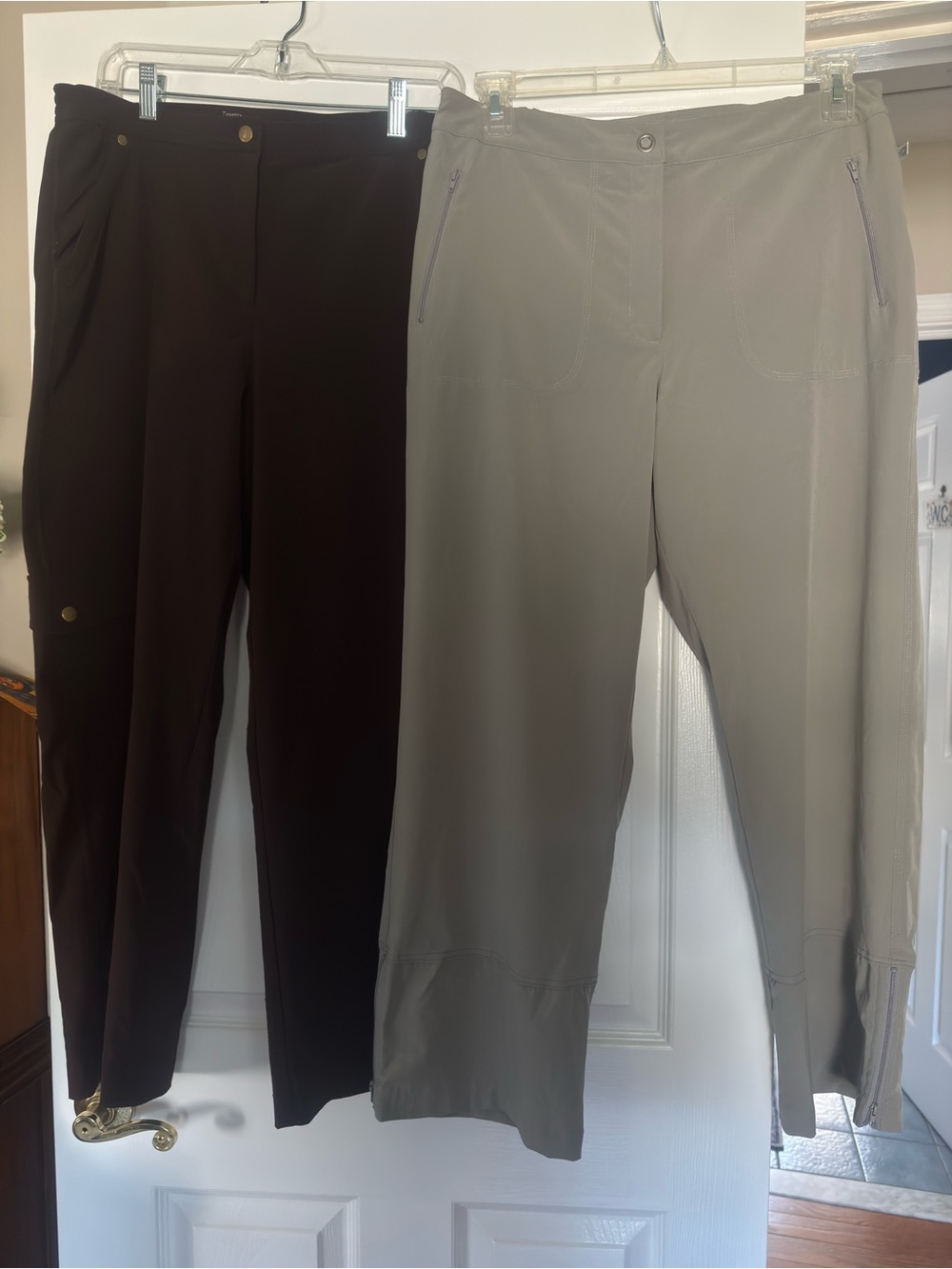 Bundle Chico’s Straight-Leg Pants in Dark Brown and Gray. Price for 2. Size 2